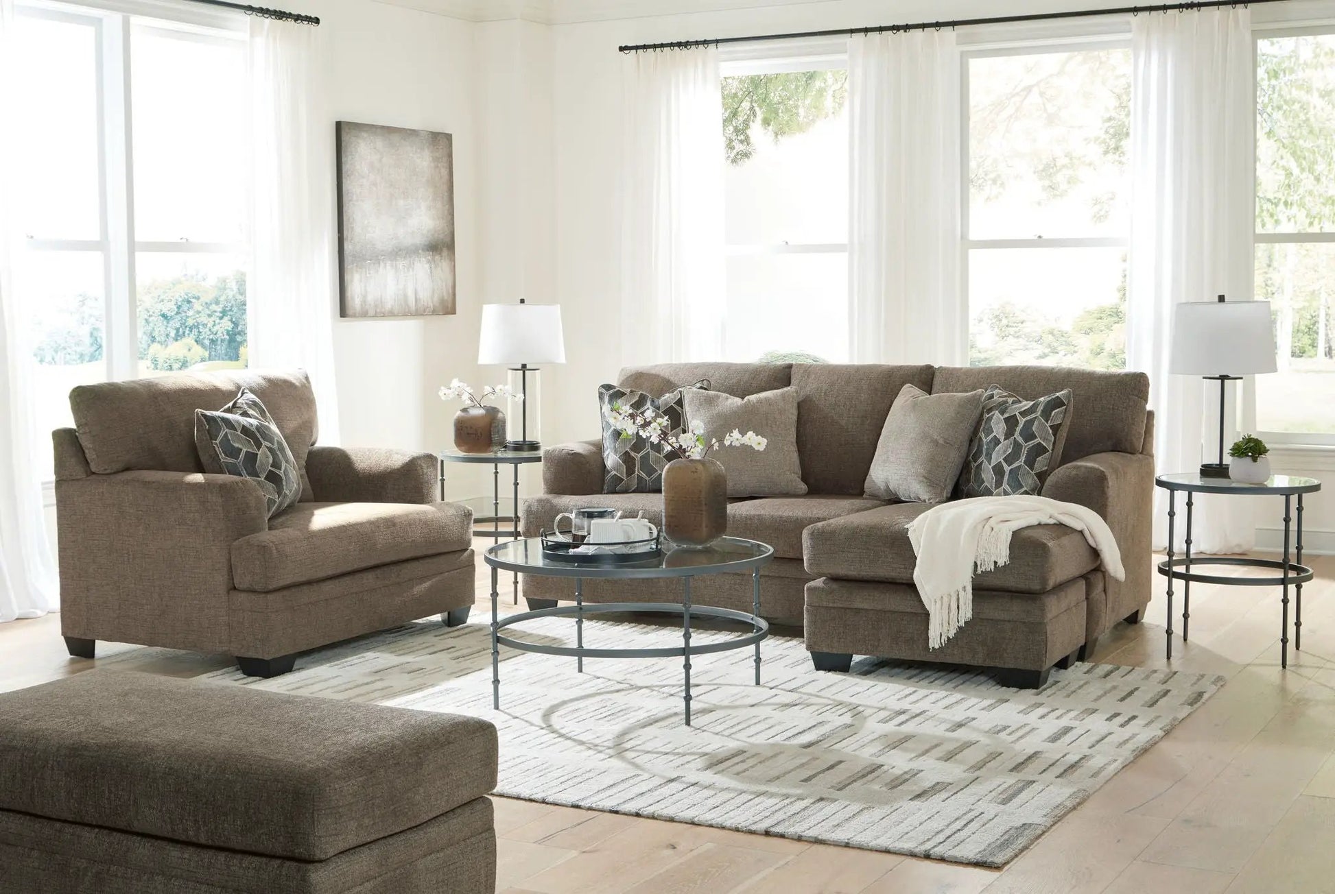 Stonemeade 3-piece set in taupe fabric with sofa loveseat chair by Unique Piece Furniture on Tampa Home & Garden Store