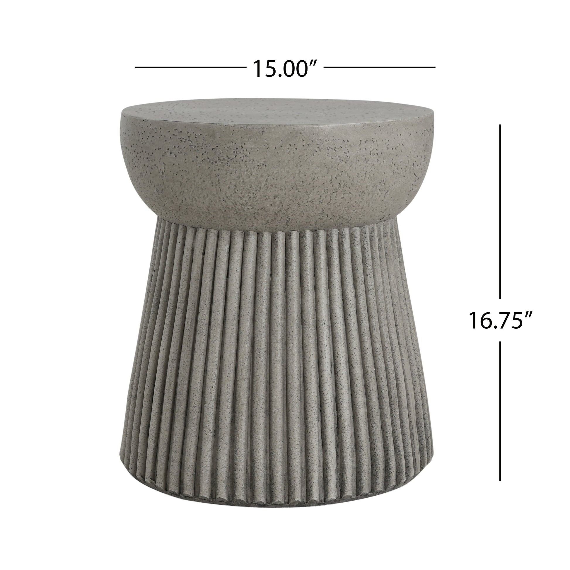 Outdoor lightweight concrete side table by HouseOfZazla with round top and ribbed pedestal base on Tampa Home & Garden Store