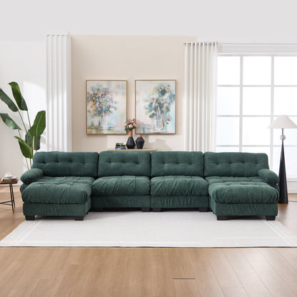 U Shaped Couch Modular Sectional Sofa HouseOfZazla teal velvet with tufted cushions on Tampa Home & Garden Store