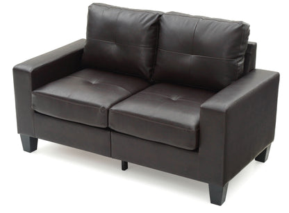 Track Arm Loveseat dark brown leather by HouseOfZazla, stationary with pocket coil comfort on Tampa Home & Garden Store