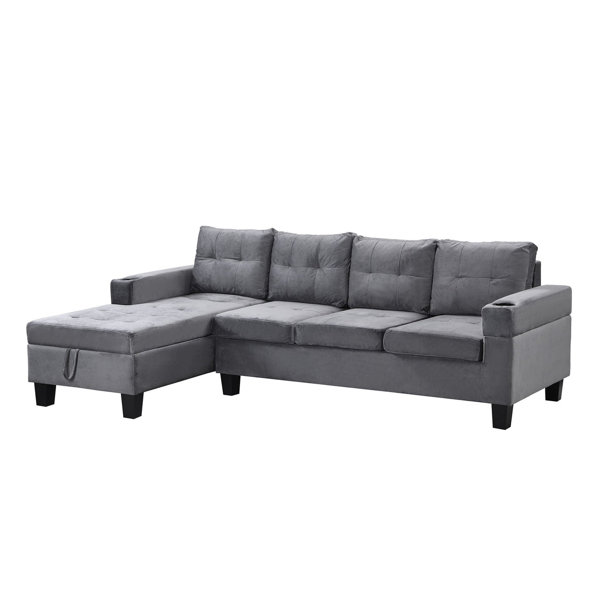 Modern gray sectional sofa with L-shaped chaise and storage ottoman, HouseOfZazla on Tampa Home & Garden Store