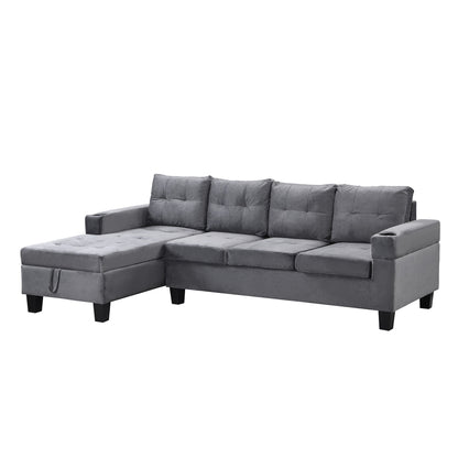 Modern gray sectional sofa with L-shaped chaise and storage ottoman, HouseOfZazla on Tampa Home & Garden Store