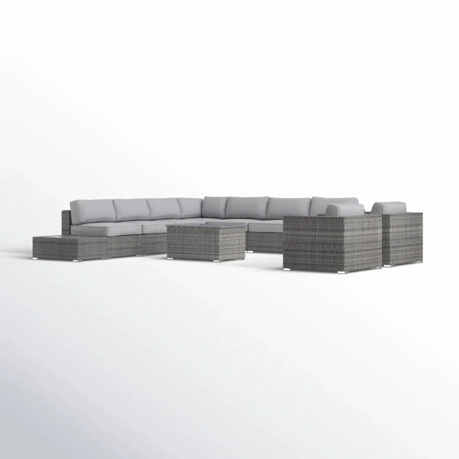 Wicker sectional seating group with light gray cushions, 4-piece outdoor set on Tampa Home & Garden Store