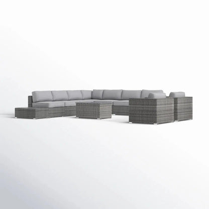 Wicker sectional seating group with light gray cushions, 4-piece outdoor set on Tampa Home & Garden Store