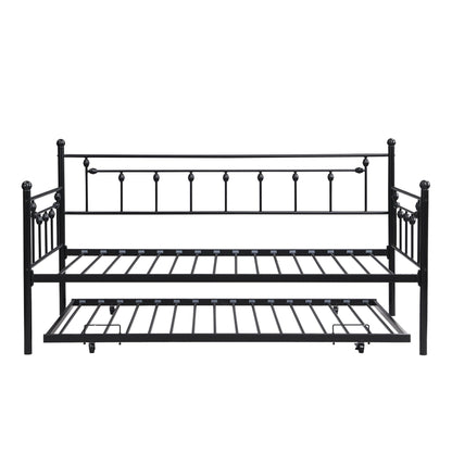 Black Twin Daybed and Steel Trundle Frame