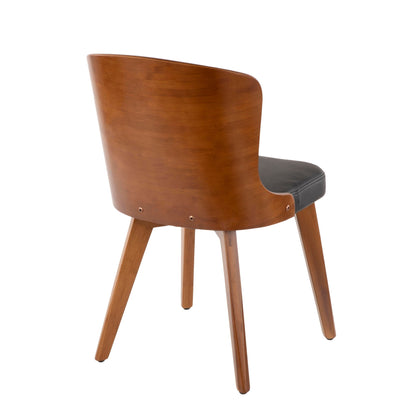 HouseOfZazla mid-century side chair with walnut wood back and black faux leather cushioned seat on Tampa Home & Garden Store