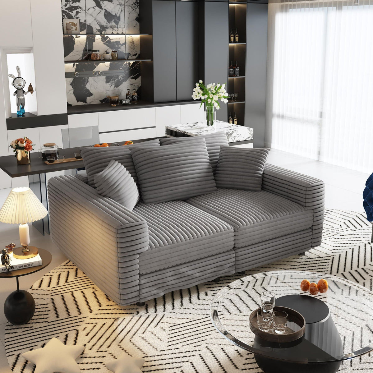 Convertible Sofa With Deep Seat and Pillows