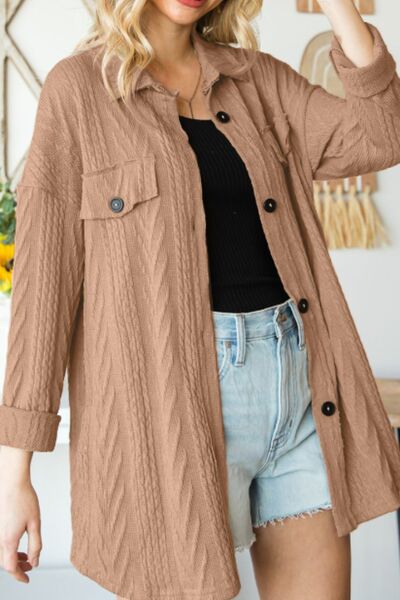 Retro Camel full-size drop-shoulder jacket with button-up design by Stevvex on Tampa Home & Garden Store