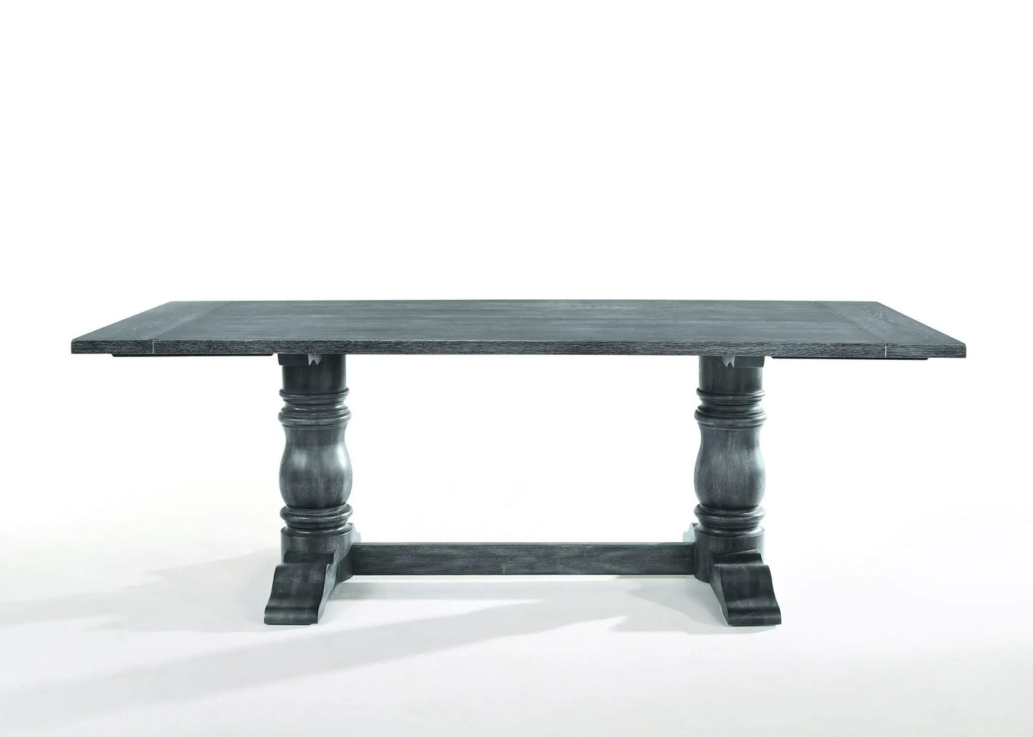Leventis dining table Weathered Gray by Unique Piece Furniture, table with chunky turned legs on Tampa Home & Garden Store