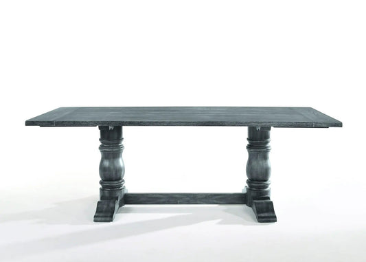 Leventis dining table Weathered Gray by Unique Piece Furniture, table with chunky turned legs on Tampa Home & Garden Store