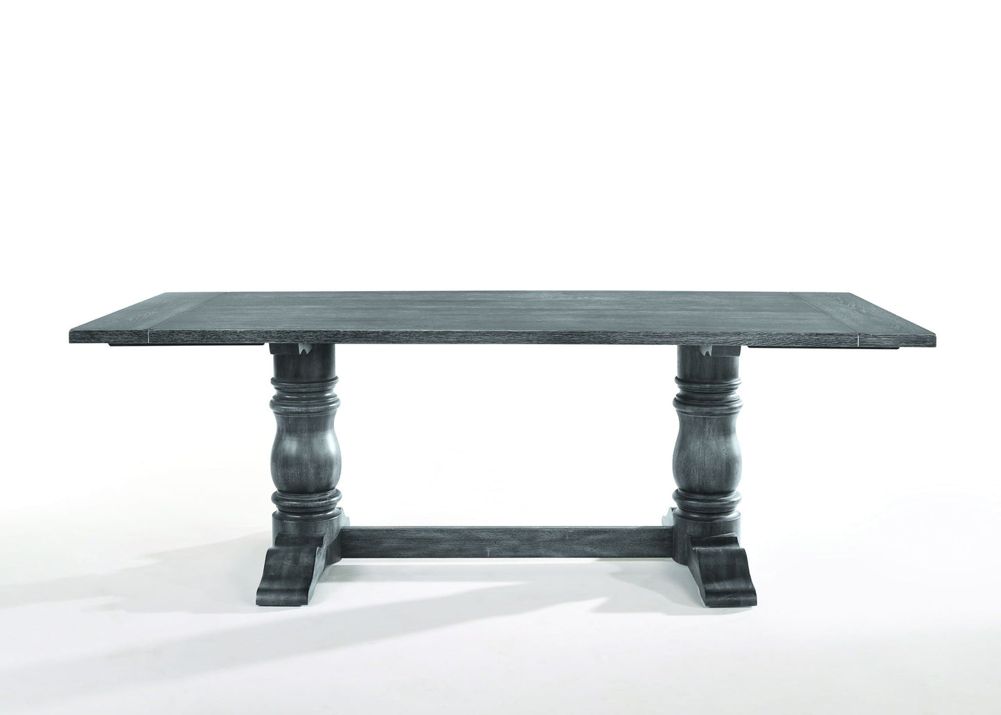 Leventis Dining Table in Weathered Gray with a rectangular top and chunky turned legs on Tampa Home & Garden Store