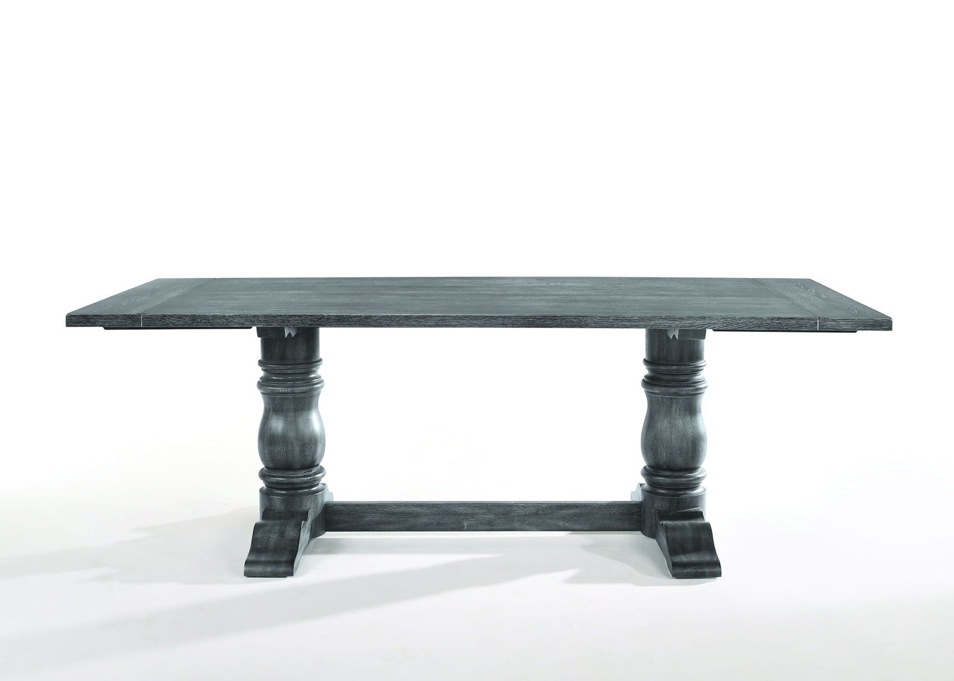 Leventis Dining Table in Weathered Gray with a rectangular top and chunky turned legs on Tampa Home & Garden Store