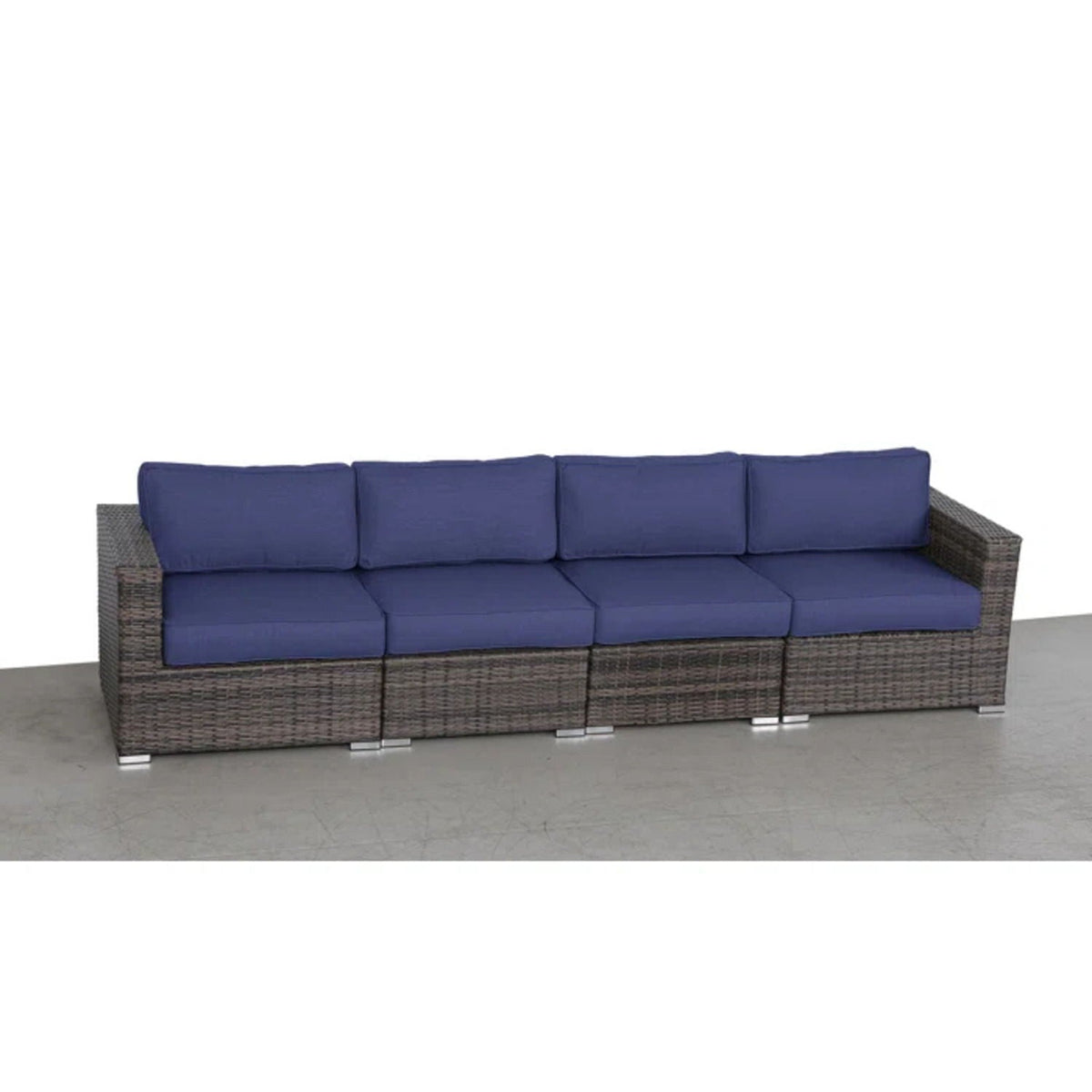 Luxurious wicker patio sectional, 4-piece, blue Sunbrella cushions, by HouseOfZazla on Tampa Home & Garden Store