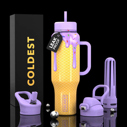 Coldest 46oz Limitless Ultra v8 lavender water bottle with leak-proof ice cream sprinkle design on Tampa Home & Garden Store