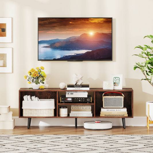47.5 Inches TV Stand for 55-Inch TV with Compartments and Metal Legs - Tampa Home & Garden Store