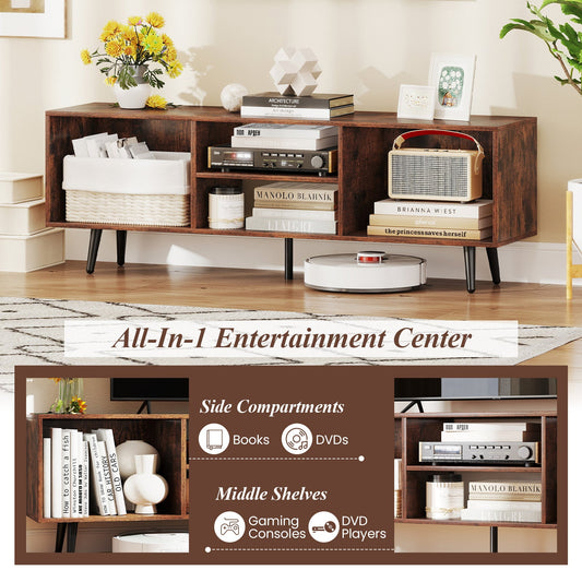 47.5 Inches TV Stand for 55-Inch TV with Compartments and Metal Legs - Tampa Home & Garden Store