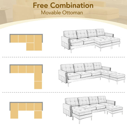 L-shaped convertible sectional sofa with movable ottoman, 2-piece set by Unique Piece Furniture on Tampa Home & Garden Store