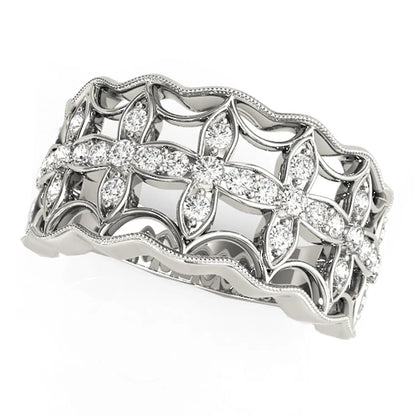 Diamond studded four-leaf clover motif ring in 14k white gold, 1/4 cttw by Bids.com on Tampa Home & Garden Store