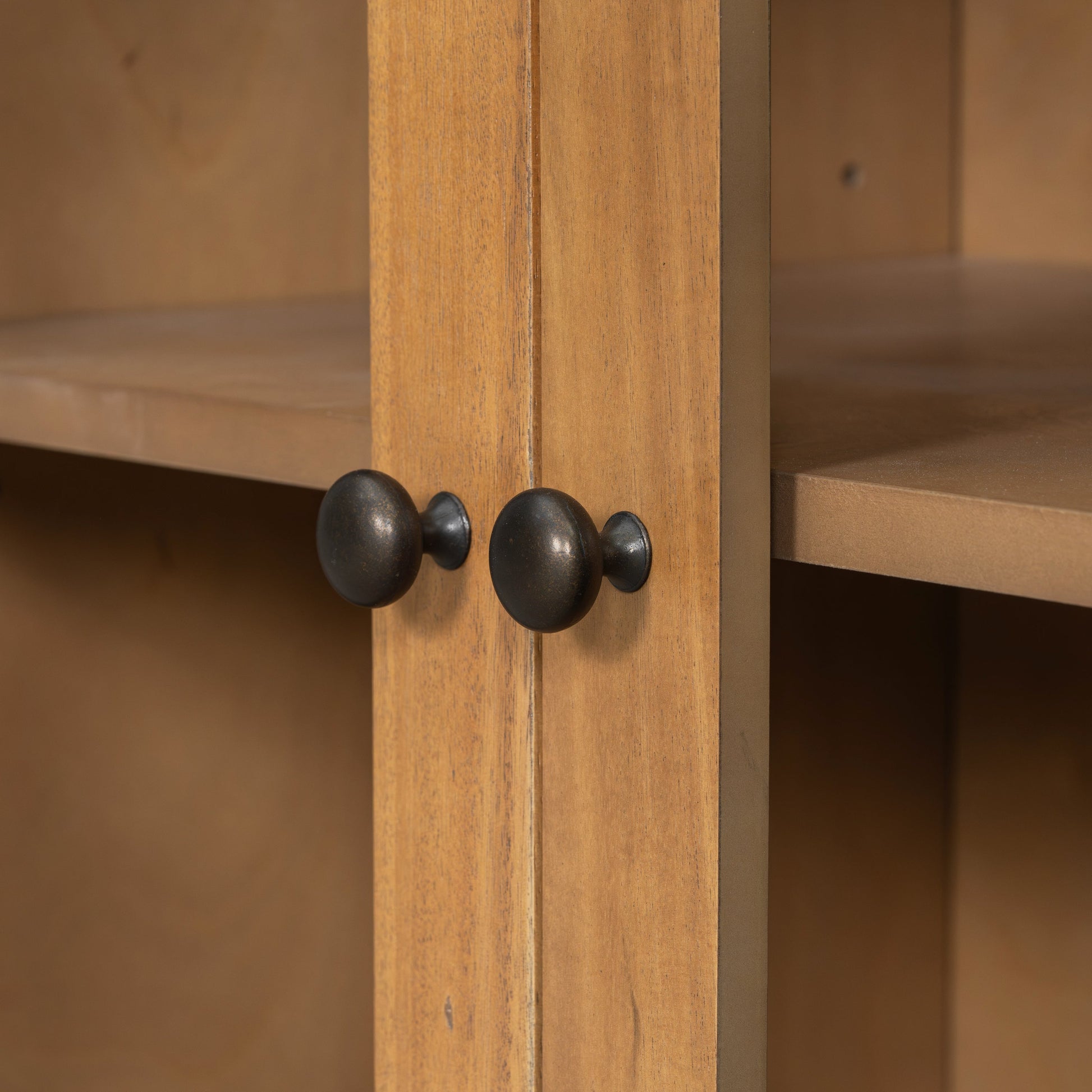 Wooden buffet cabinet with storage, warm brown finish and black knob pulls by HouseOfZazla on Tampa Home & Garden Store