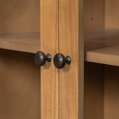 Wooden buffet cabinet with storage, warm brown finish and black knob pulls by HouseOfZazla on Tampa Home & Garden Store