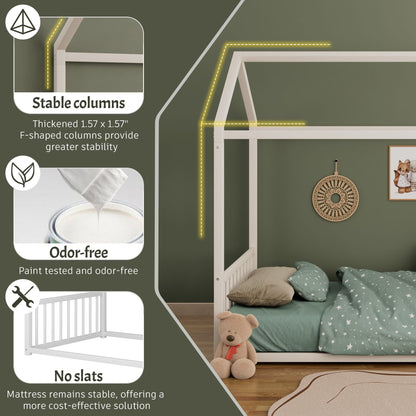 Montessori style floor bed with safety guardrails by HouseOfZazla in white canopy frame on Tampa Home & Garden Store
