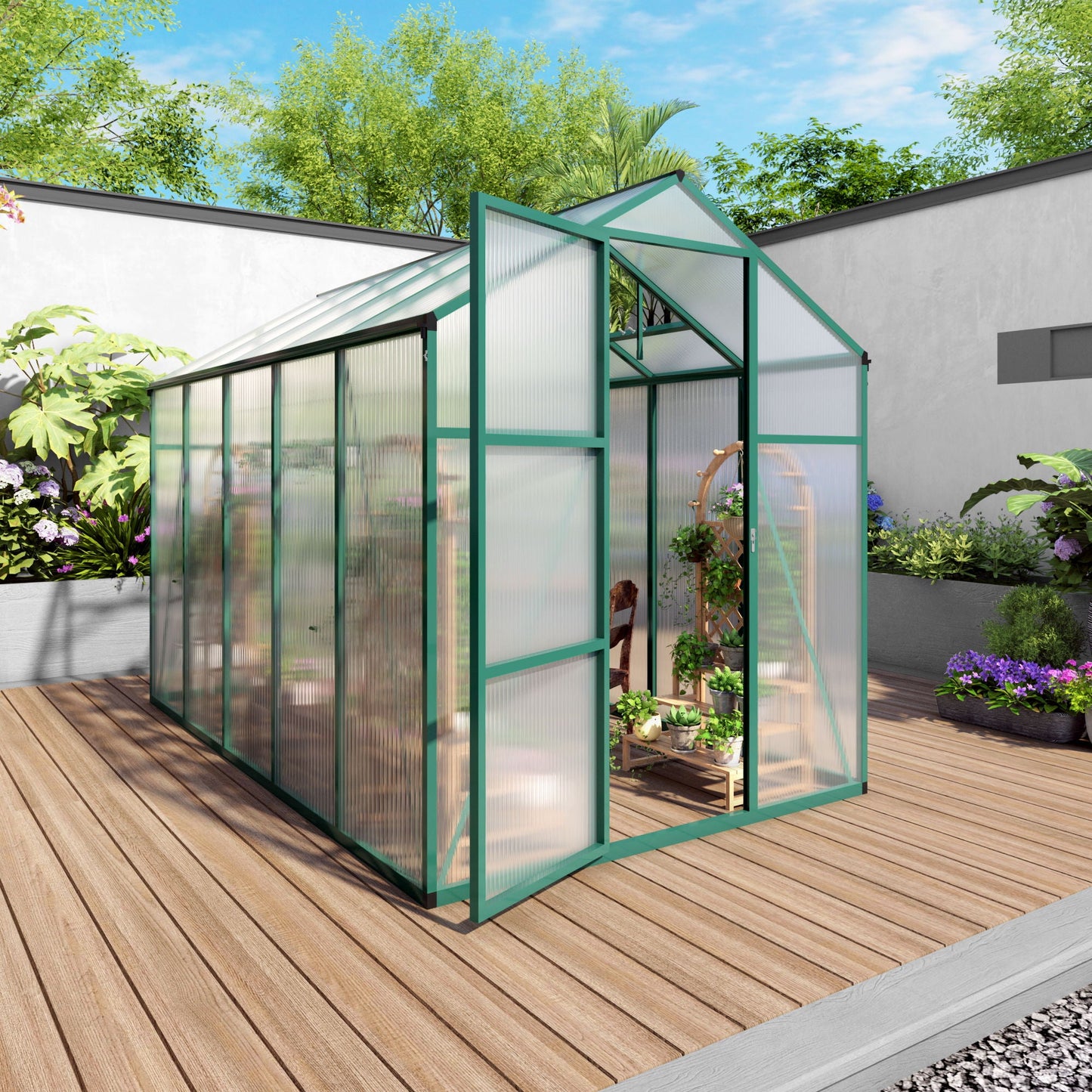 Strong Polycarbonate Walk In Greenhouse and Porch