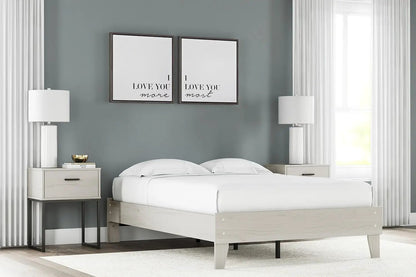 Socalle platform bed by Unique Piece Furniture in light wood with two nightstands on Tampa Home & Garden Store