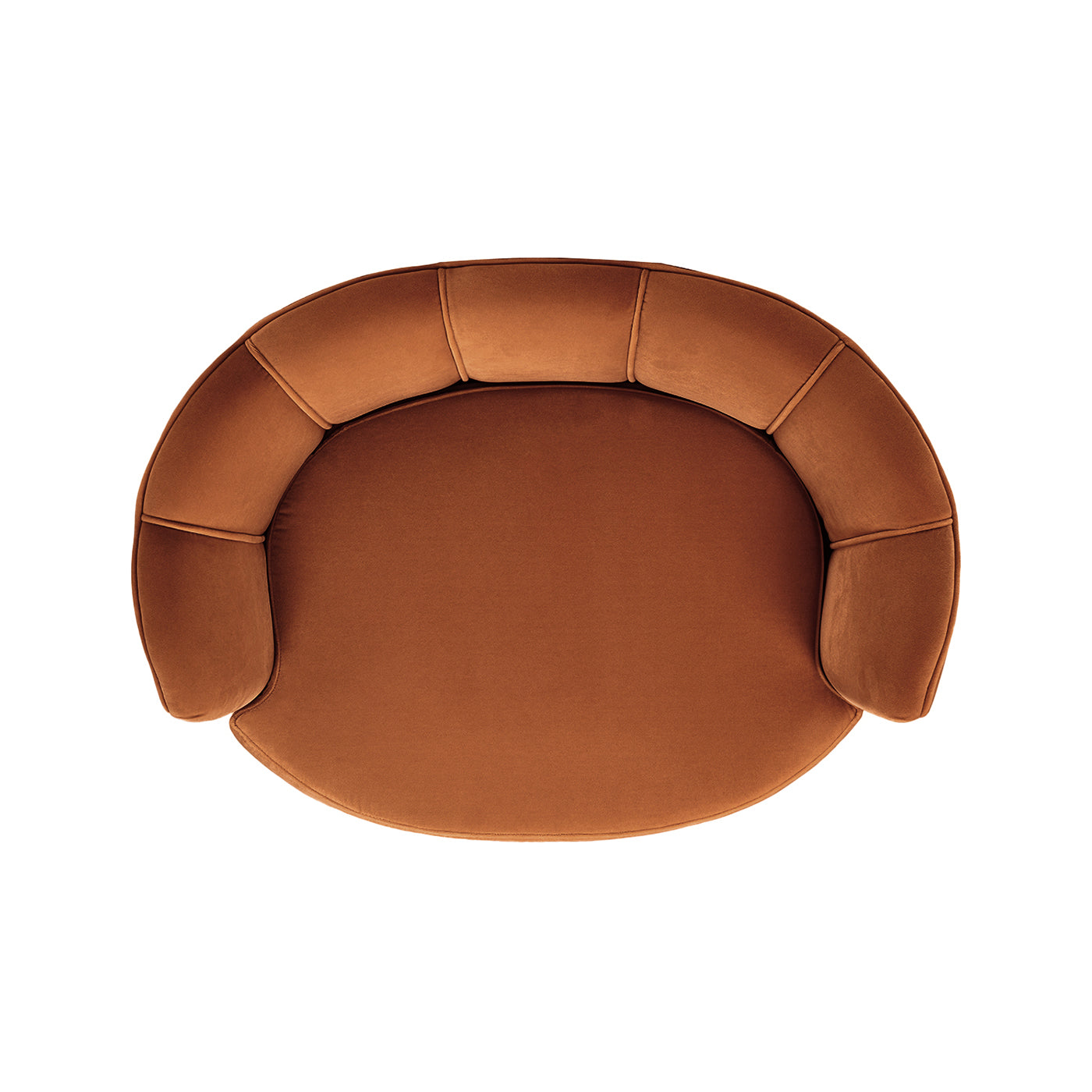 Clara 34.5in scalloped pet sofa bed burnt orange, curved back cushions, medium size on Tampa Home & Garden Store
