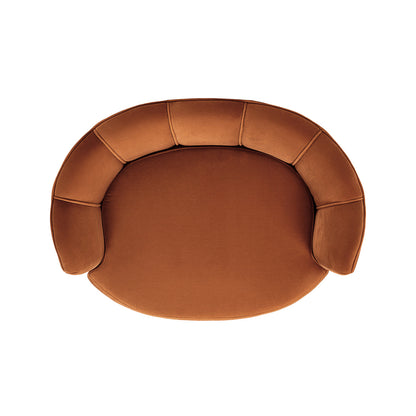 Clara 34.5in scalloped pet sofa bed burnt orange, curved back cushions, medium size on Tampa Home & Garden Store