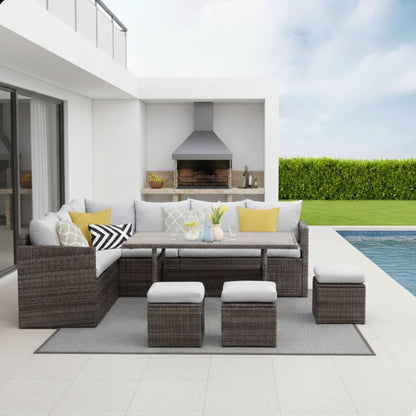 7 Piece Patio Dining Set With Cushions and Table