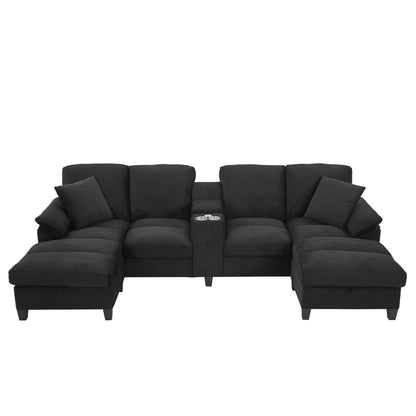 Modern U Shaped Sectional Sofa and Ottoman