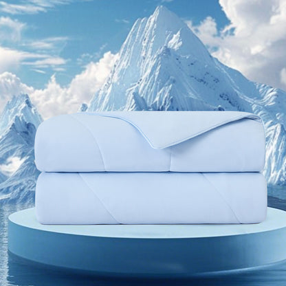 1-Piece Cooling DA Comforter Ice, light blue, 60x90 in, two on display on Tampa Home & Garden Store