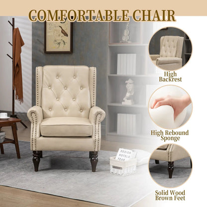 Modern Accent Armchair with Sturdy Wood Legs