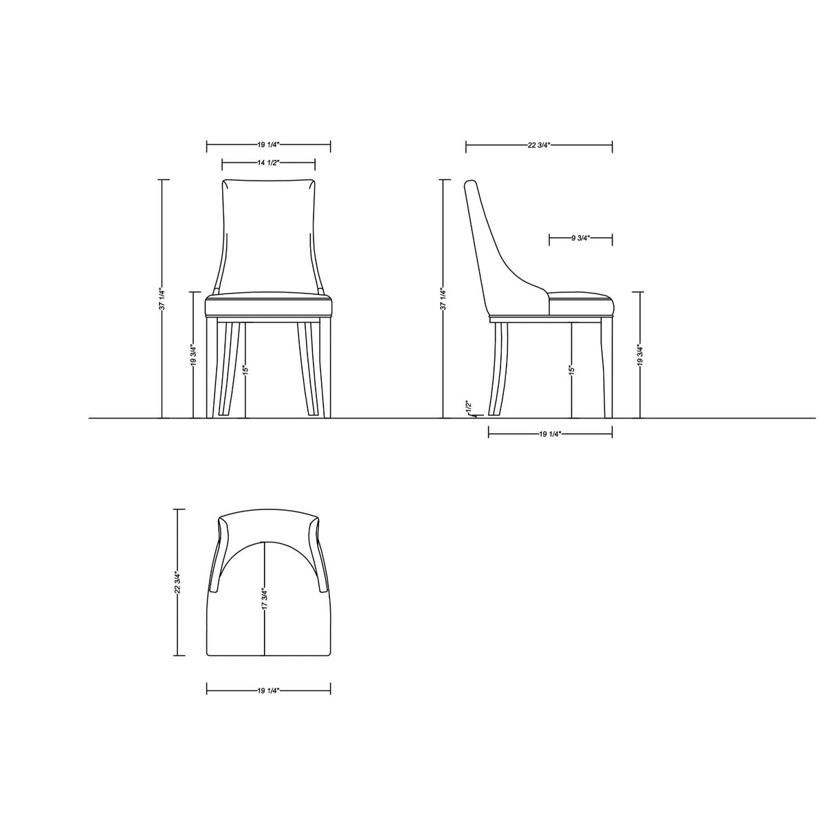 Shubert dining chair set of 2 by HouseOfZazla foam cushions gray or beige front/side drawings on Tampa Home & Garden Store