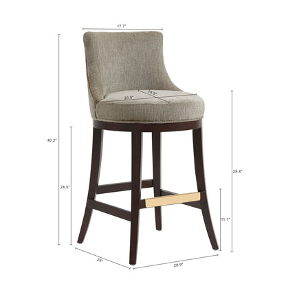 Bar Height Barstool with Backrest beige fabric, dark wood legs, 28–30 in, HouseOfZazla on Tampa Home & Garden Store