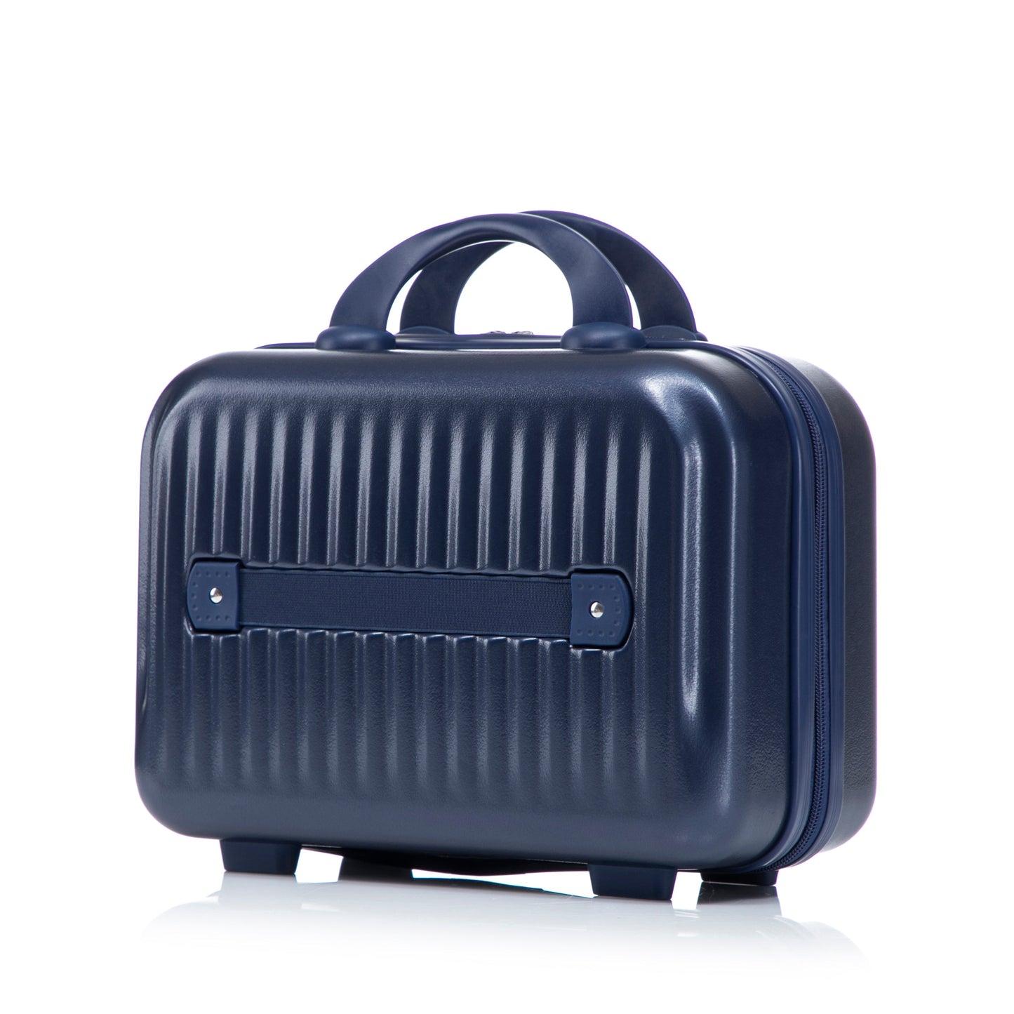 Two-piece ABS spinner luggage set navy blue hard-shell with ribbed exterior and top handles on Tampa Home & Garden Store
