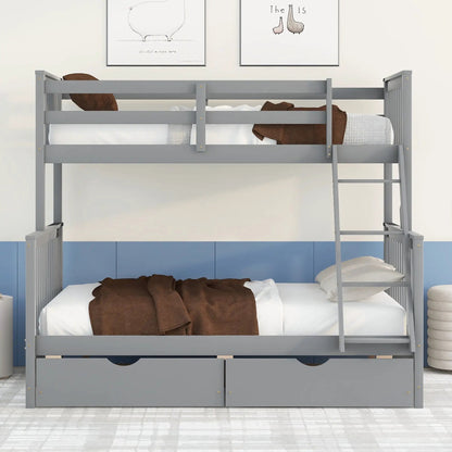 Grey bunk bed with ladders and 2 storage drawers by Unique Piece Furniture on Tampa Home & Garden Store