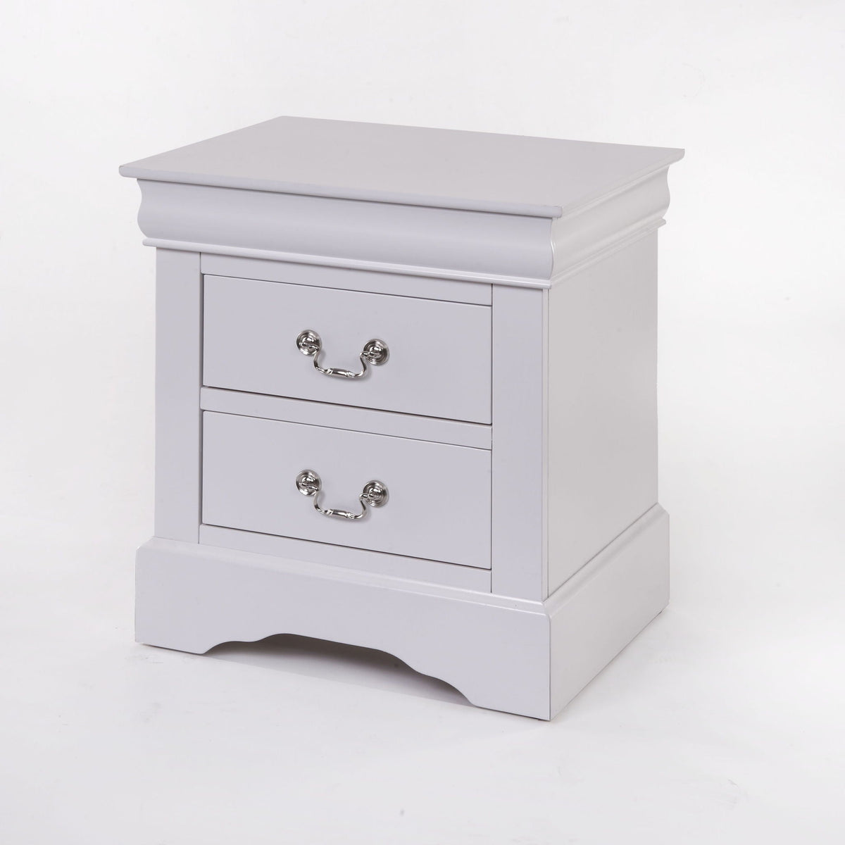 Louis Philippe III Sleek Design Nightstand gray finish with silver hardware HouseOfZazla on Tampa Home & Garden Store