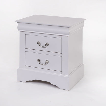 Louis Philippe III Sleek Design Nightstand gray finish with silver hardware HouseOfZazla on Tampa Home & Garden Store