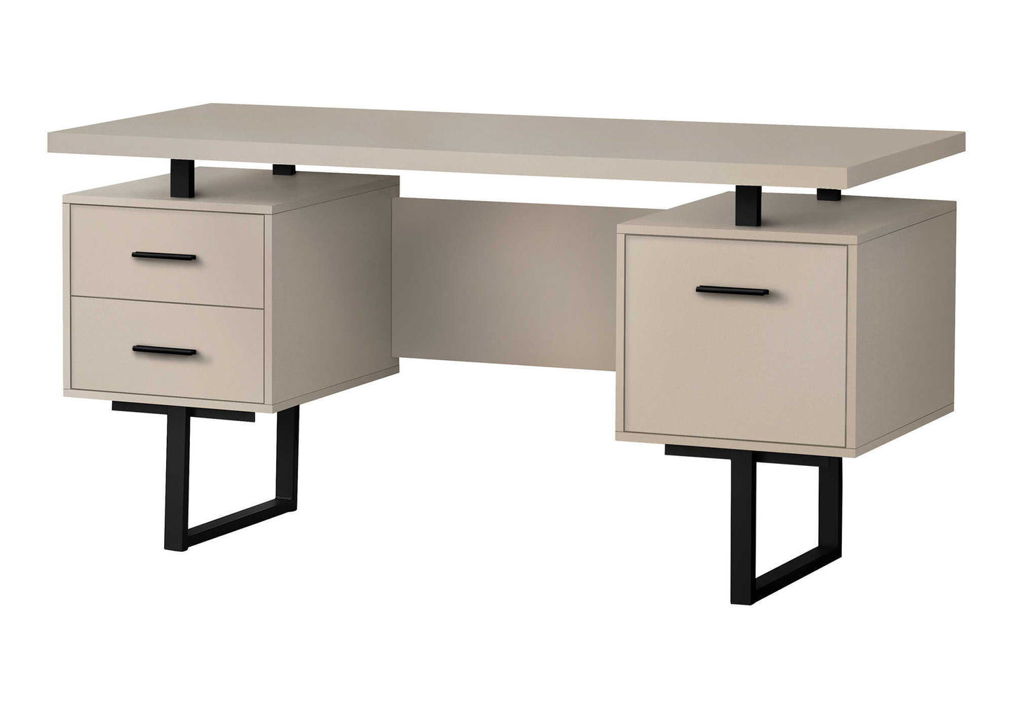 Computer Desk For Home Office With Storage Drawers beige finish, two pedestals HouseOfZazla on Tampa Home & Garden Store