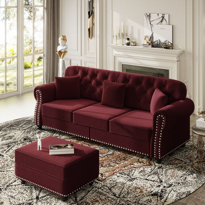 Upholstered Sofa Set with Nailhead and Pillows