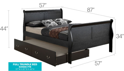 Elegant trundle bed by HouseOfZazla in black wood with under-bed storage drawers on Tampa Home & Garden Store
