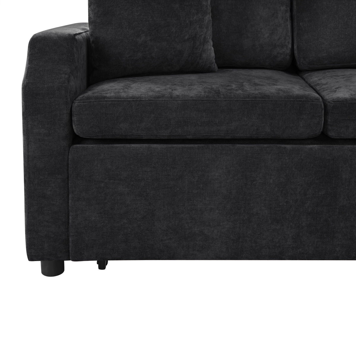Modern L-shaped sleeper sectional sofa bed with hidden storage in dark charcoal upholstery on Tampa Home & Garden Store