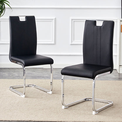 Bow Shaped Chairs, HouseOfZazla, black faux leather with chrome cantilever bases, set of 2 on Tampa Home & Garden Store