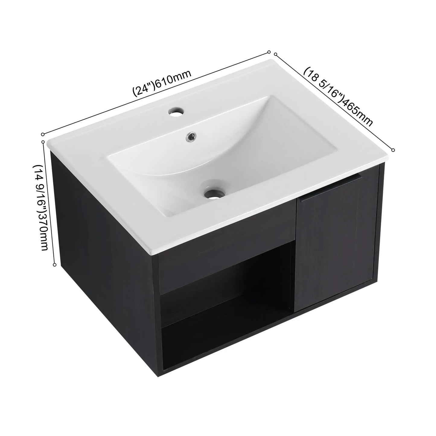 Wall Mounted Floating Vanity With Open Shelf