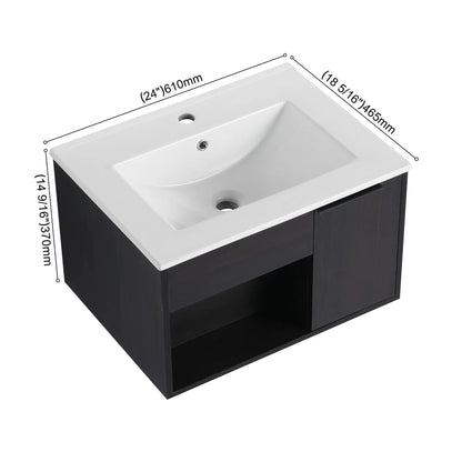 Wall Mounted Floating Vanity With Open Shelf