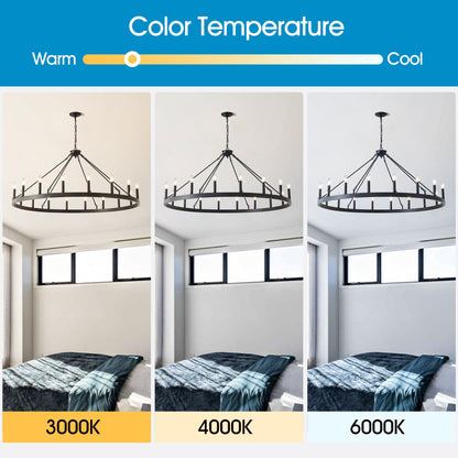 53.15-inch matte black wagon wheel chandelier with 18 lights, 3000K/4000K/6000K on Tampa Home & Garden Store