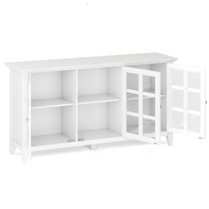 Acadian wide storage cabinet handcrafted HouseOfZazla, white finish with glass-front doors on Tampa Home & Garden Store