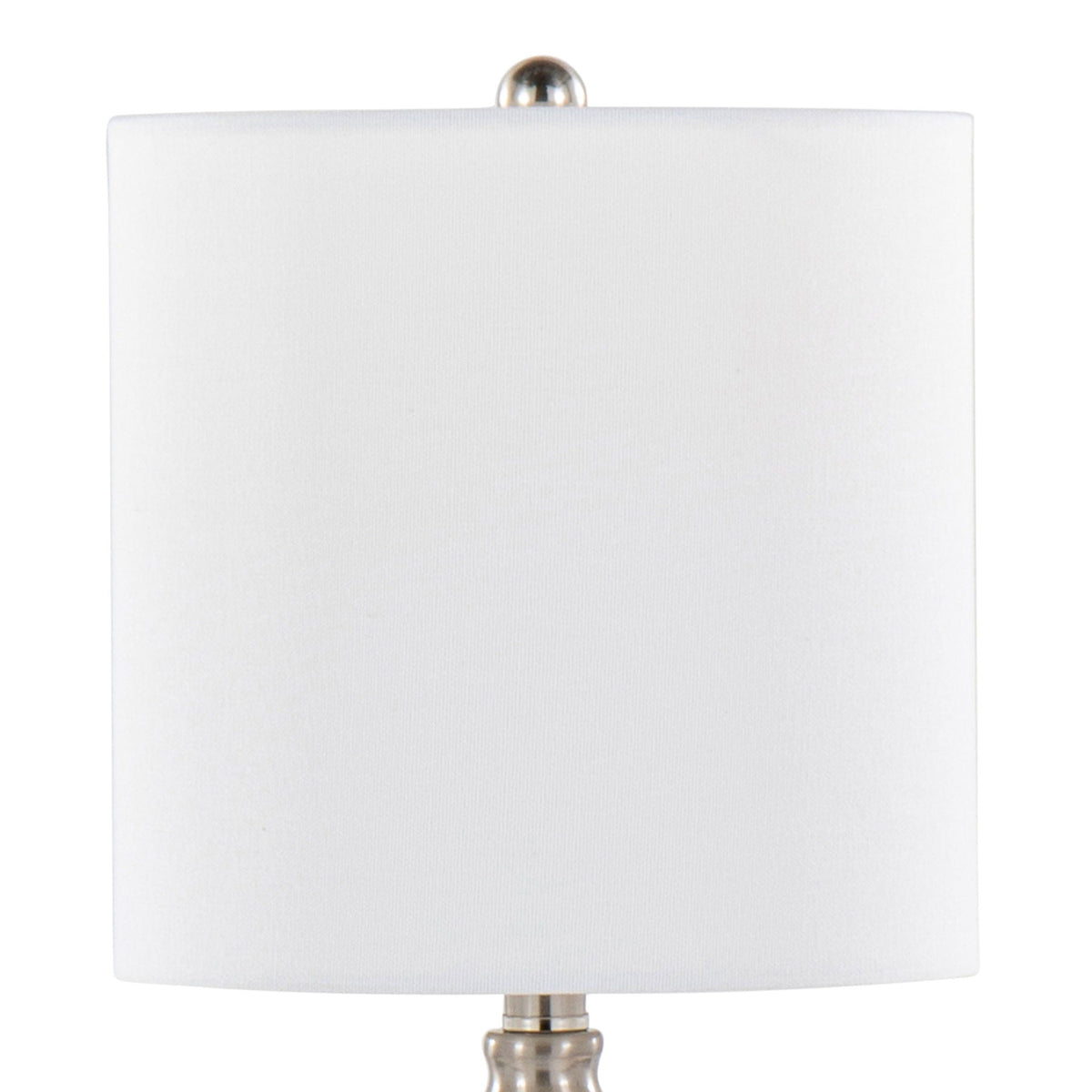 Belle Contemporary Lamp set of 2 with white fabric shade and metallic base on Tampa Home & Garden Store