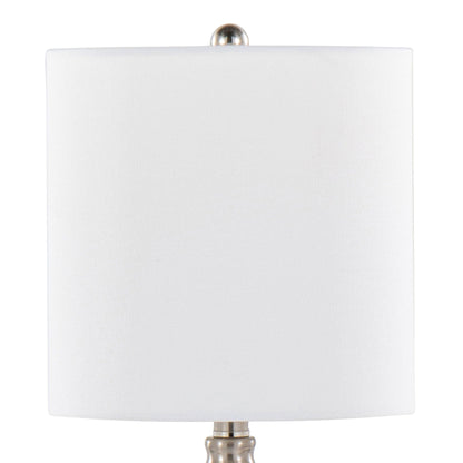 Belle Contemporary Lamp set of 2 with white fabric shade and metallic base on Tampa Home & Garden Store